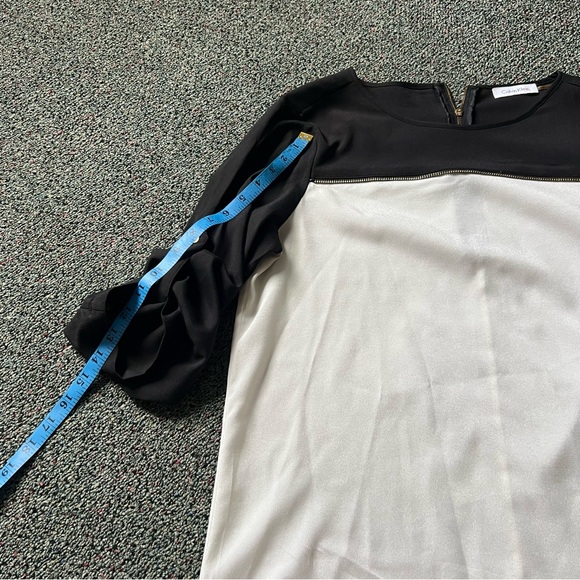 CALVIN KLEIN Black & White Colorblock Business Casual 3/4 Long Adjustable Sleeve - Picture 15 of 16